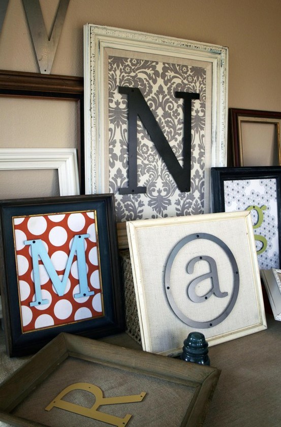 Framed letters with scrapbook paper, easy and CUTE!ApplePins.com