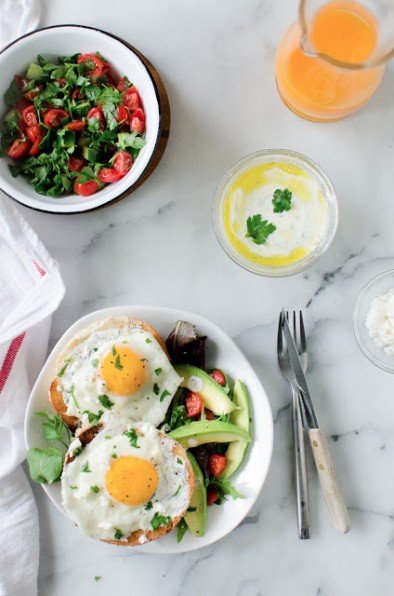 Fried Eggs with Feta over Toasted Sesame Bagel with Leben Dill ...